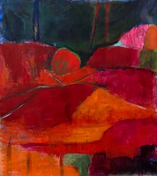 Cécile Dumortier, Rouge, 2024, acrylique sur toile, 109 x 95 cm 