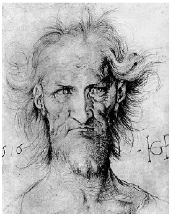 Hans Baldung Grien, Saturno, 1516, Fusain, 33,2 x 25,5 cm, Graphische Sammlung Albertina, Vienne