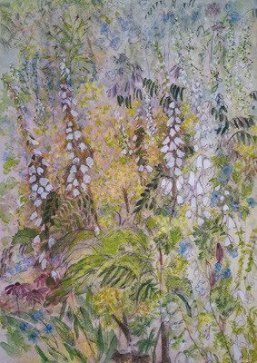 Myriam Maroy, Strange, 2024, acrylique, pastels à l'huile, solvant, crayons et pigments sur papier intissé, 30 x 21 cm 