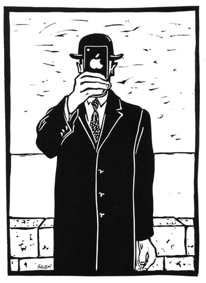 Jean-Claude Salemi, Le Selfie de l'Homme, 2022, linogravure, 19 x 13 cm