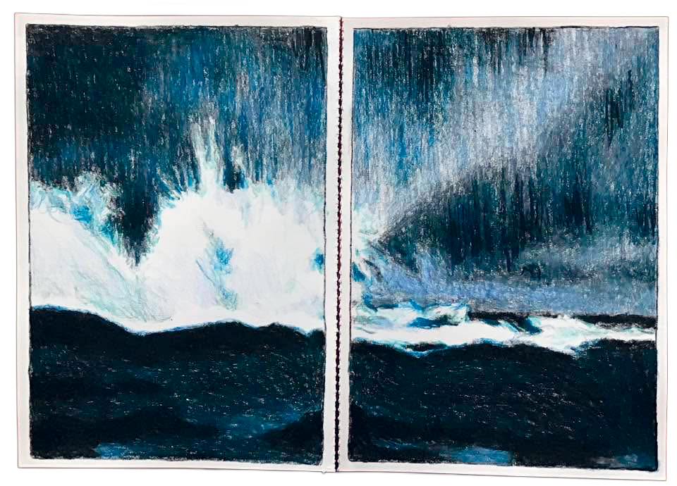 Paul Mahoux, Une nuit avec Moby Dick, pastel, A5, 2019 - 2024